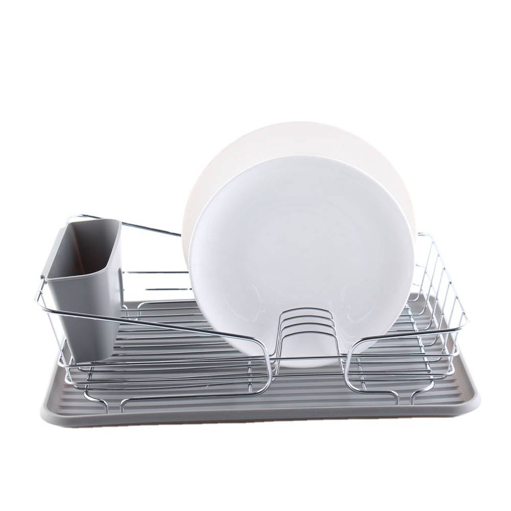 Dish Drying Rack with Large Storage Cutlery Metal Holder,Removable Drainer tray & Chopsticks knife fork Holder for Kitchen