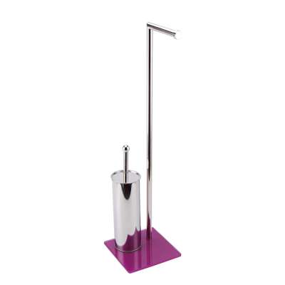 Toilet Paper Holder Free Standing with Glass Base Toilet Paper Roll and Toilet Brush Holder for Bathroom