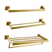 Foshan Brass  Towel Bar Mounting Bracket Luxury Bathroom Accessories Gold Toilet Paper Holder With Phone Shelf