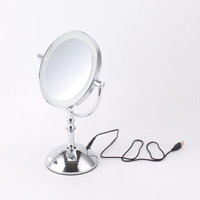 New Arrival Plug Charge 8.5" Lighted Makeup Mirror, 1X/5X Magnifying LED Vanity Mirror Brightness Adjustable