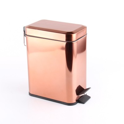 Chrome/Golden/Copper Square Trash Can/Pedal Bin with Plastic Inner bucket