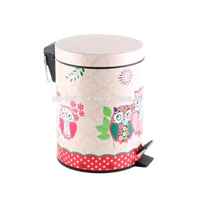 Colorful Printed Pedal Bin with Plastic Basket/Dust Bin