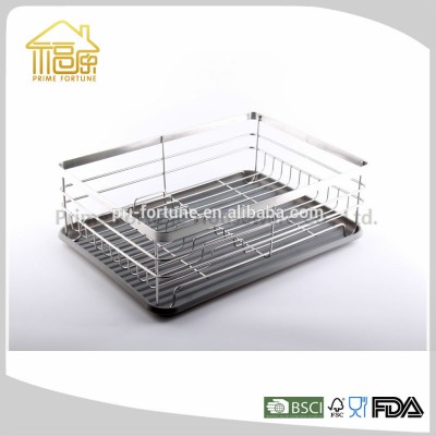 Chrome finish dish rack dish drying rack with tray and cutlery holder