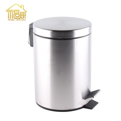 Mobile Stainless Steel Household Foot Pedal Dust Bin With Plastic Inner Bucket