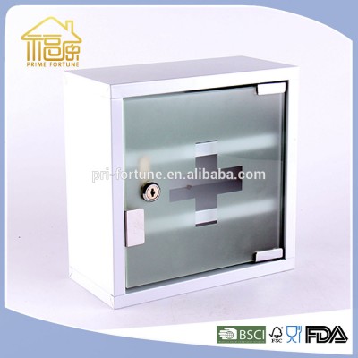 White Medicine Cabinet With Tempered Glass /Medicine Box