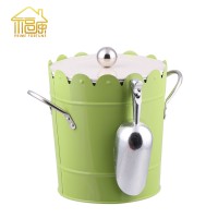 Powder Coating Metal Ice bucket stainless steel Insulated Wine Cooler with lid and ladle