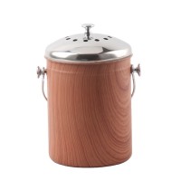 2020 new woodgrain coating compost bin kitchen counter top compost pail with 2 filter inside