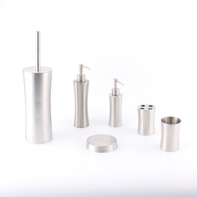 Stainless Steel Bathroom Accessory Set Toilet Brush Holder Tumbler Dispenser Soap Dish with Toothbrush Holder