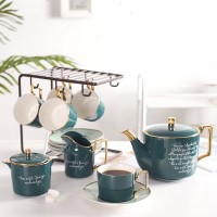 Gold Retro Coffee Cup Set Luxury Tea Cup Teapot And Cup Set